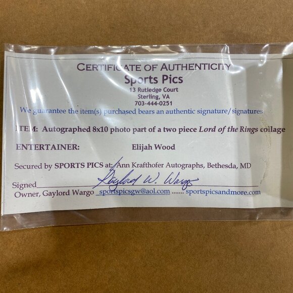 Signed W/ Authentcity Cert Elijah Wood Lord Of The Rings Froto Autograph - Picture 4 of 5